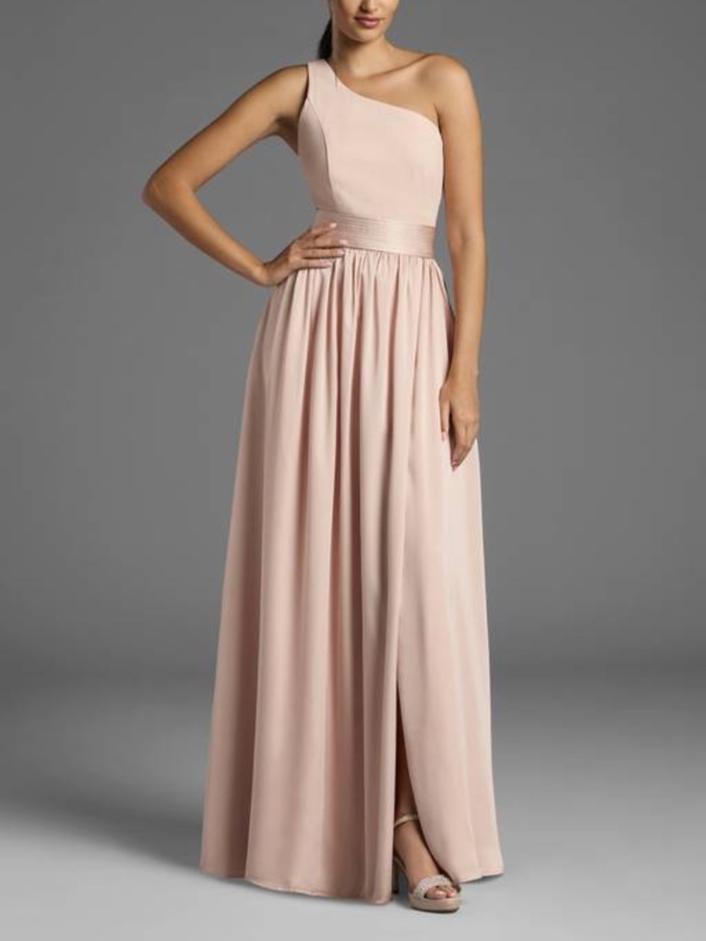 White by Vera Wang One-Shoulder Blush Formal Gown – Size 4